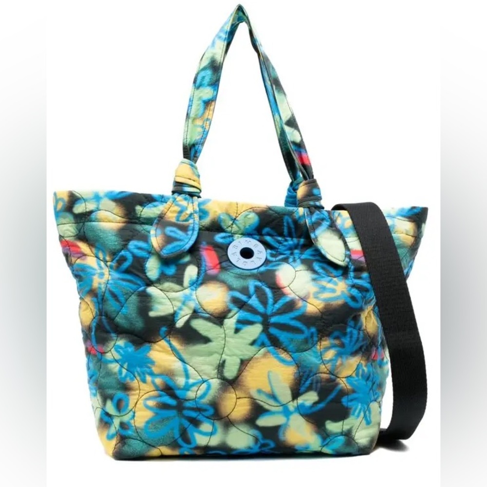 Bimba y Lola Quilted Floral Tote Bag in Colorful Graffiti Pattern